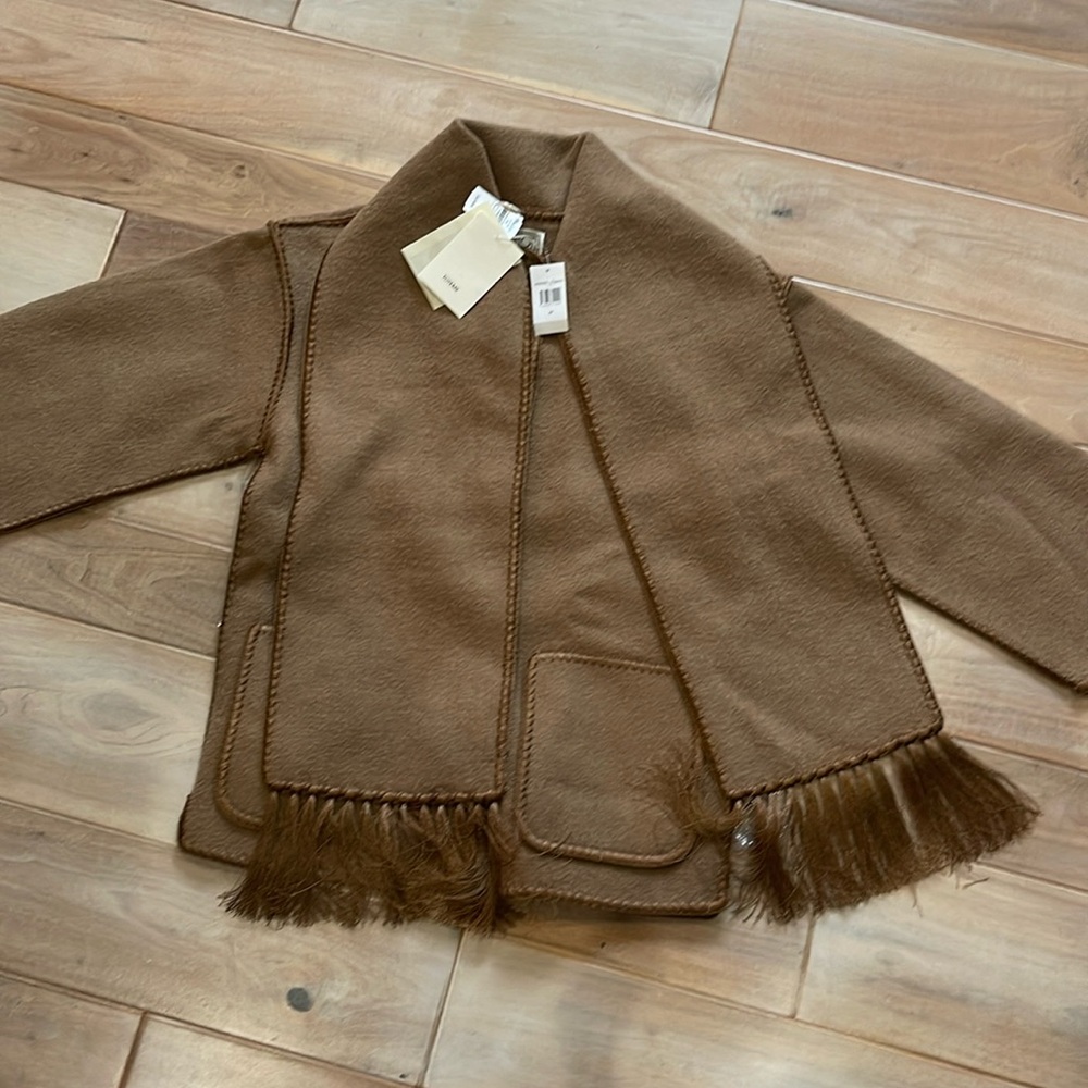 Toteme embroidered scarf jacket in medium brown